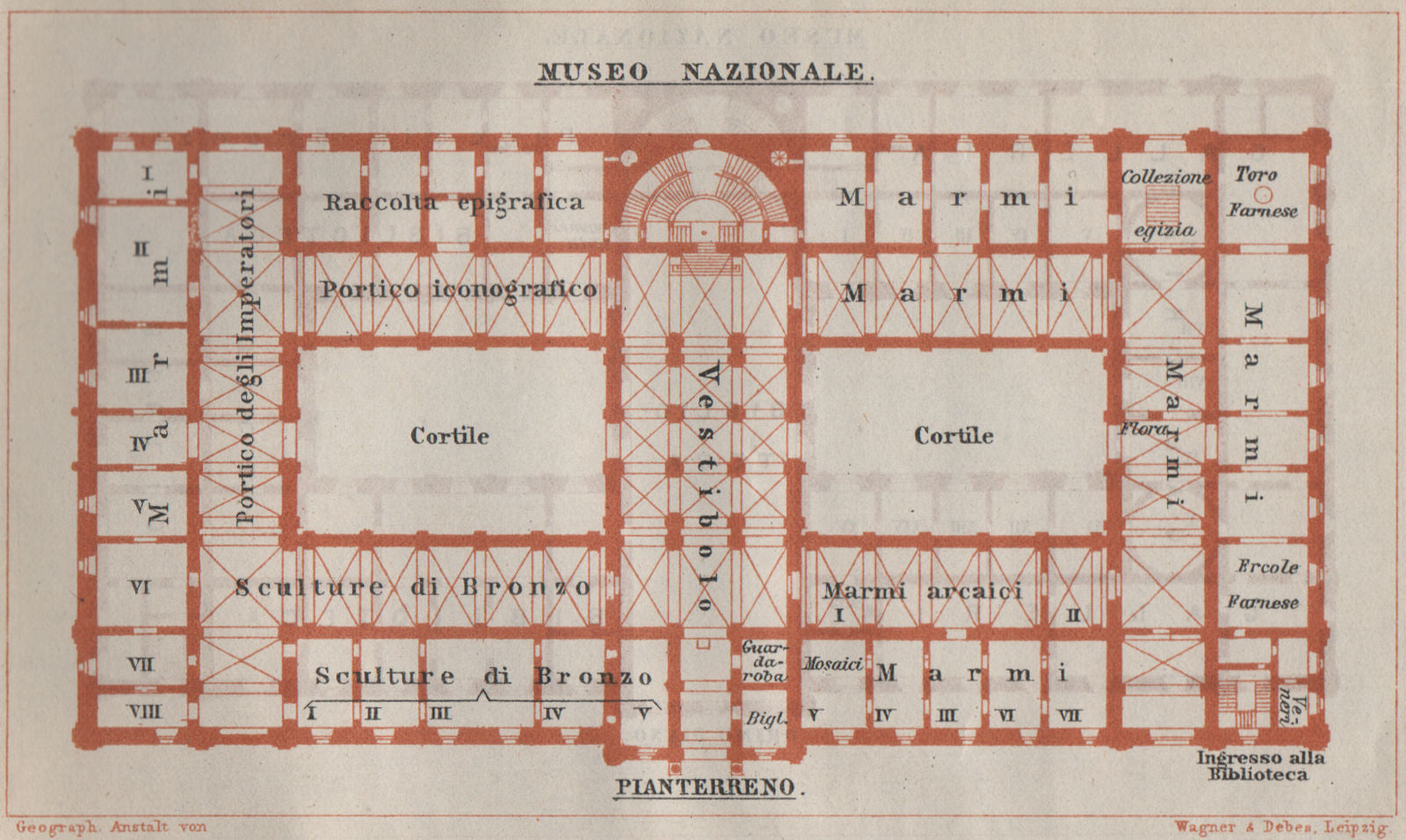 MUSEO NAZIONALE ROMANO PIANTERRENO ground floor plan. Rome mappa. SMALL 1909
